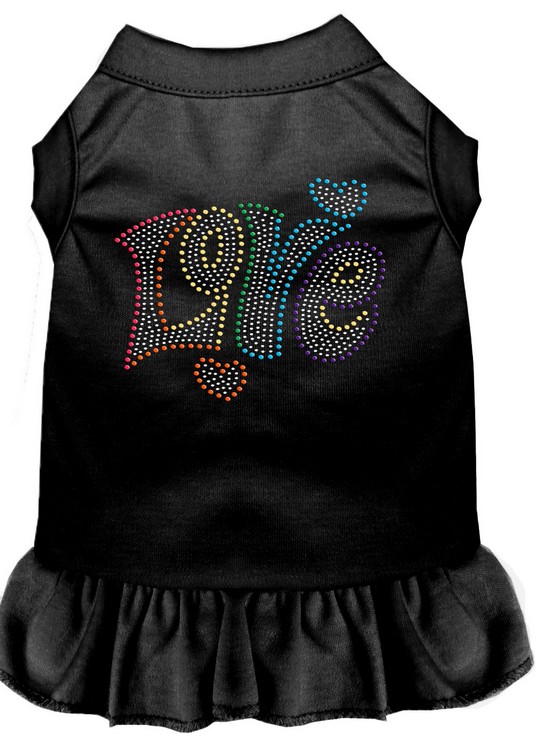 Technicolor Love Rhinestone Pet Dress Black Lg